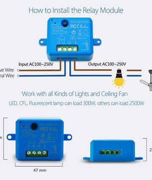 LoraTap 10A Plastic Wireless Switch Socket Relay Module Kit