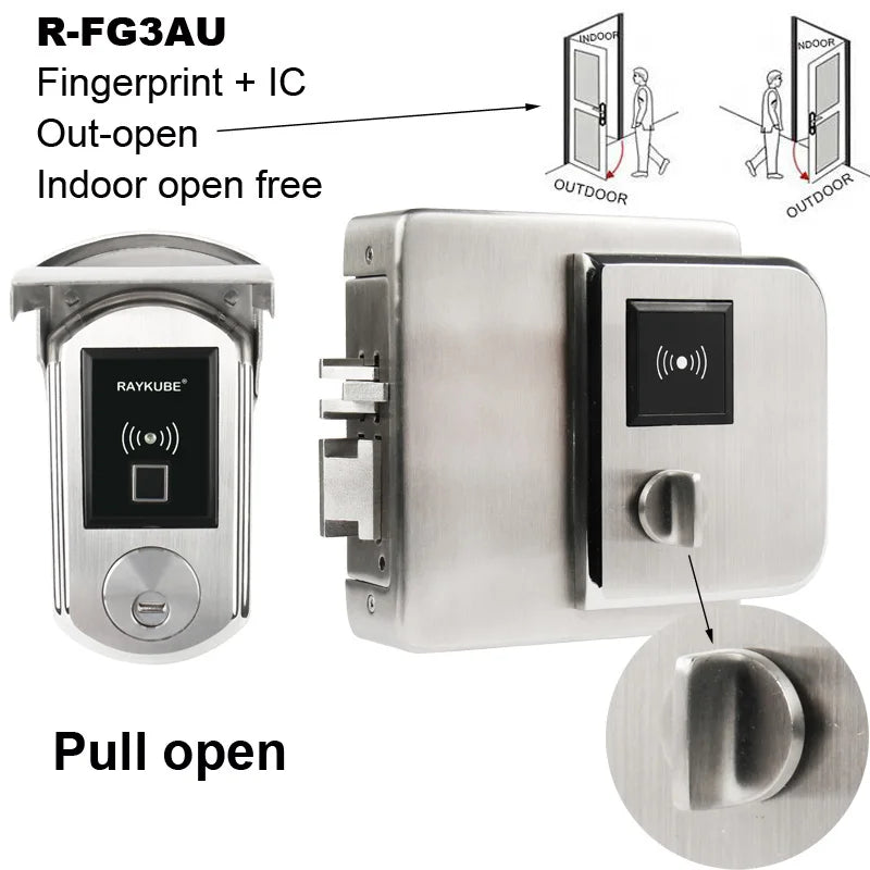 Stainless Steel Waterproof Fingerprint Electronic Door Lock With IC Card Reader