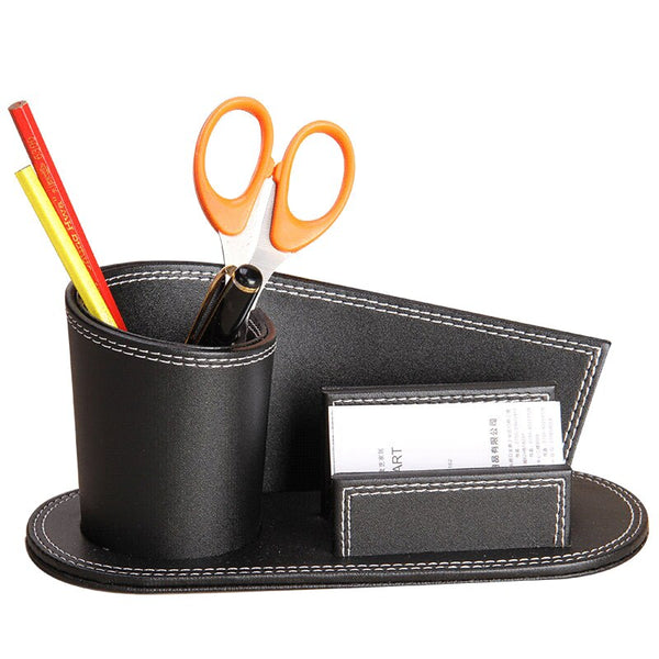 PU Leather Multifunctional Luxurious Desk Organizer Pen Holder