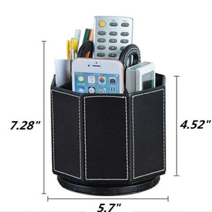 PU Leather Rotatable Remote Control Round Holder