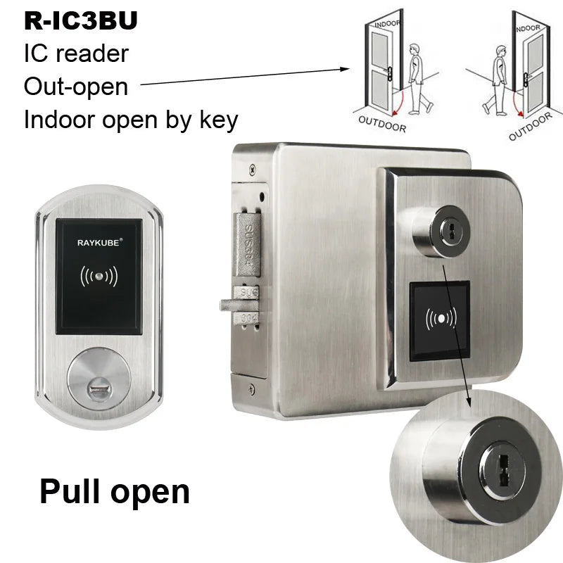 Stainless Steel Waterproof Fingerprint Electronic Door Lock With IC Card Reader