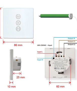 LoraTap 240V 600W Plastic WiFi Rolling Blinds Curtain Switch