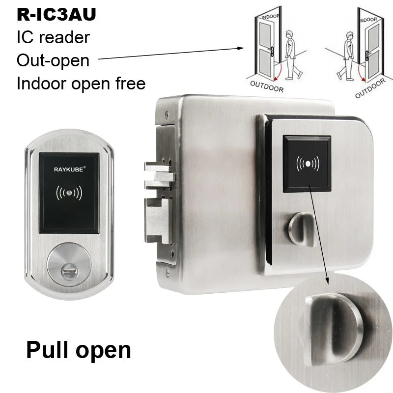 Stainless Steel Waterproof Fingerprint Electronic Door Lock With IC Card Reader