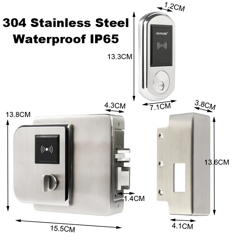 Stainless Steel Waterproof Fingerprint Electronic Door Lock With IC Card Reader