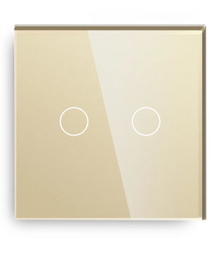 Bseed Alloy 2 Gang 1 Way Crystal Glass Push Button Light Switch