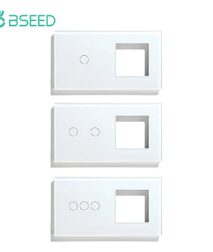 Bseed 3 Gang Tempered Glass Panel Wall Light Touch Switch Frame