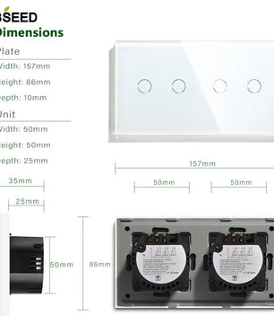 Bseed Alloy 4 Gang Crystal Panel Wifi Touch APP Control Switch