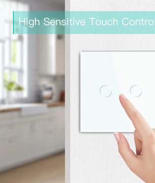 Bseed Alloy 2 Gang 1 Way Crystal Glass Push Button Light Switch