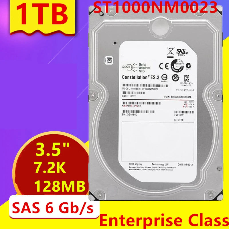 1TB 3.5" SATA 6 Gb/s 128MB 7200RPM Internal HDD For Server