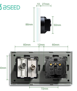 Bseed 16A Glass Panel Wireless WIFI Control Smart Power Socket