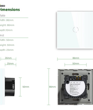 Bseed Alloy 1 Gang 1 Way Crystal Glass Panel Light Touch Switch
