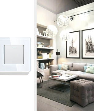 Bseed Alloy 2 Gang 1 Way Crystal Glass Panel Push Button Switch