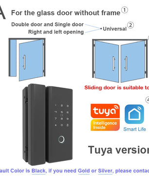 RAYKUBE Zinc Alloy Bluetooth Wifi Fingerprint Glass Door Lock
