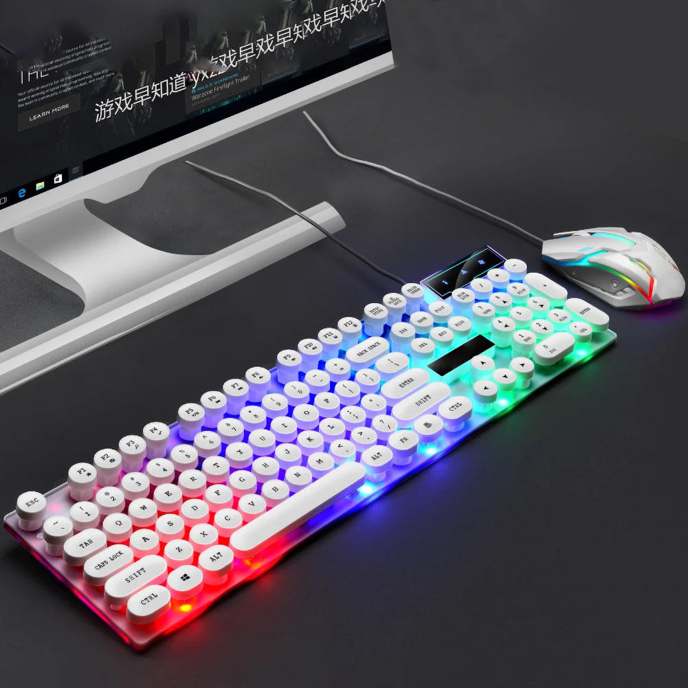 104 Keys Plastic USB Wired Mechanical RGB Backlit Gaming Keyboard