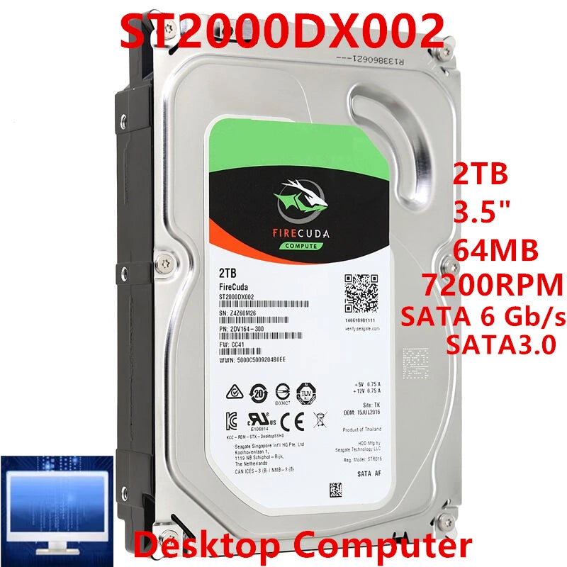 2TB 2.5" SATA 6 Gb/s 64MB 7200RPM Internal SHDD For Desktop