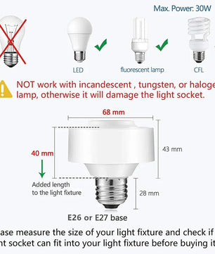 LoraTap 2.5A 30 Watt Plastic Remote Control Portable Lamp Holder