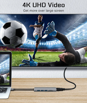 6-IN-1 Aluminum Alloy USB 3.0 Type-C Splitter Docking Station Hub