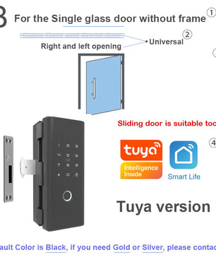 RAYKUBE Zinc Alloy Bluetooth Wifi Fingerprint Glass Door Lock
