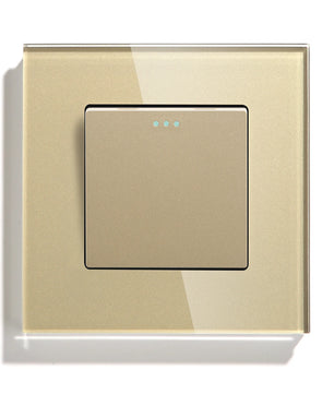 Bseed Alloy 2 Gang 1 Way Crystal Glass Panel Push Button Switch