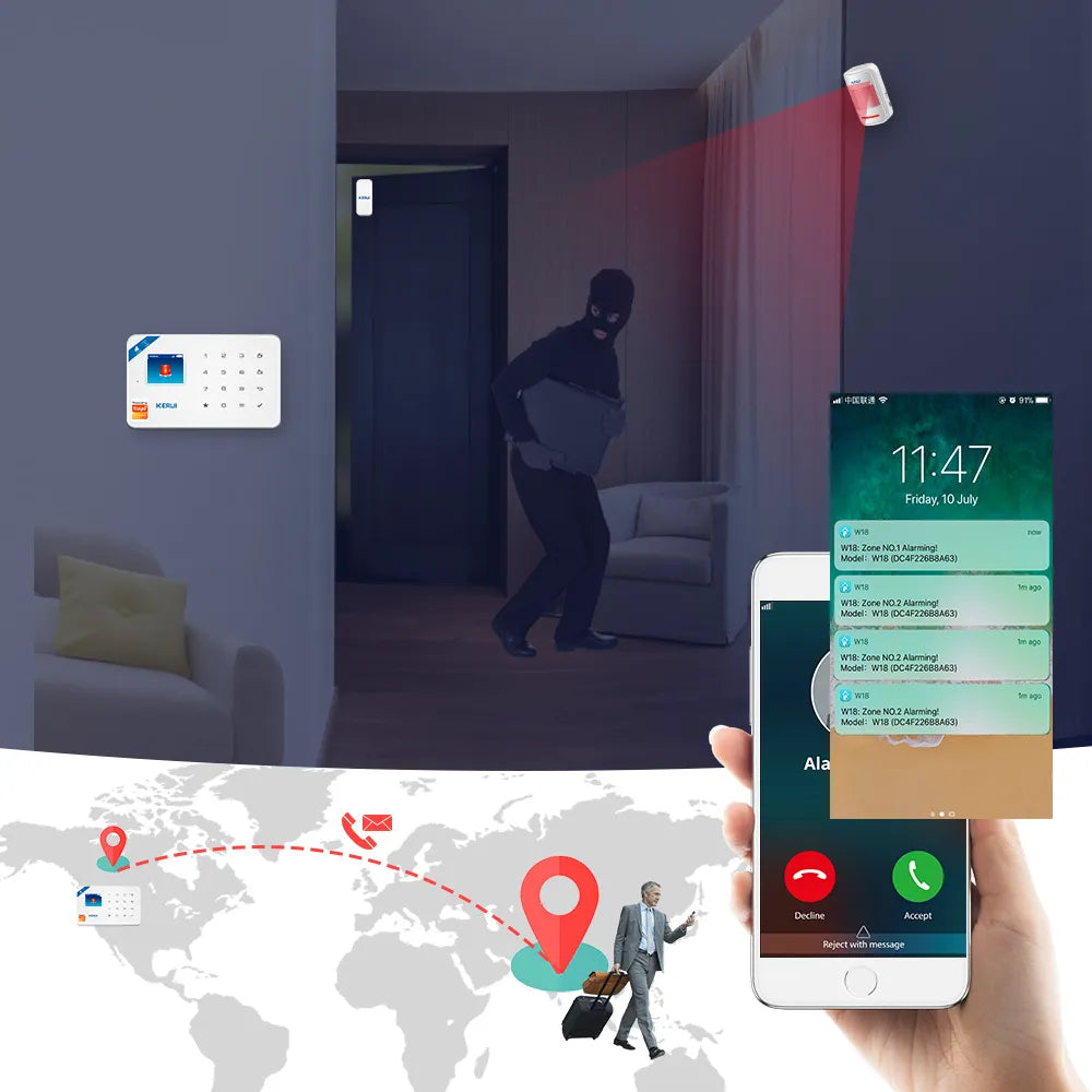 Kerui Plastic Smart Life Motion Home Wifi Door Sensor IP Camera