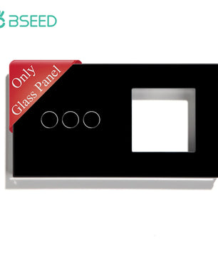 Bseed 3 Gang Tempered Glass Panel Wall Light Touch Switch Frame