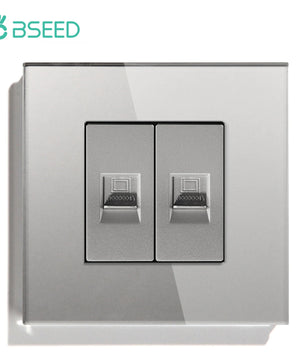 Bseed Glass Panel Iron Plate Dual Internet Socket Switch Module