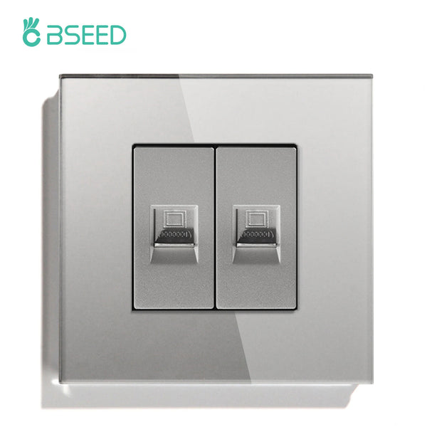 Bseed Glass Panel Iron Plate Dual Internet Socket Switch Module