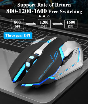 1600 DPI 2.4G USB Bluetooth Support Wireless Rechargeable Mouse
