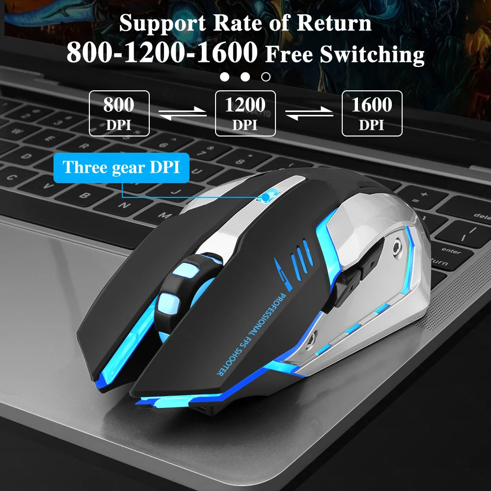 1600 DPI 2.4G USB Bluetooth Support Wireless Rechargeable Mouse