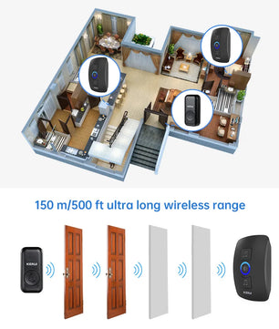Kerui Plastic Wireless Waterproof Battery Cordless Remote Doorbell