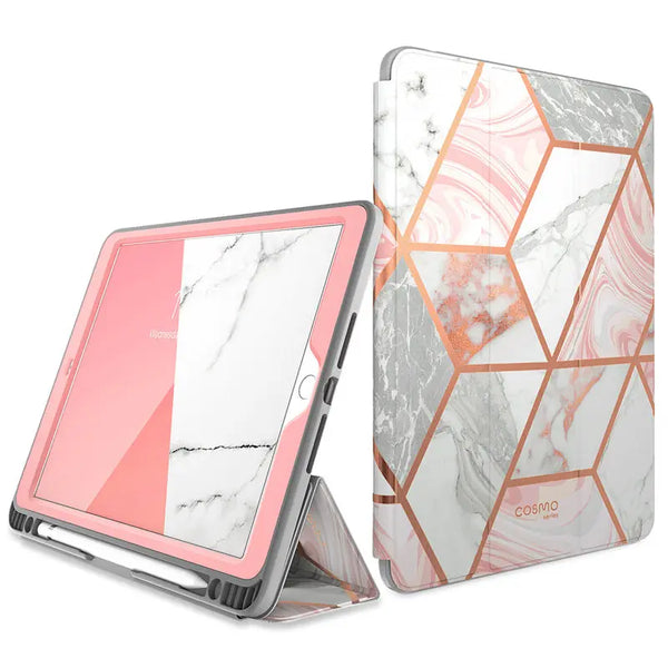PU Leather Full-Body Marble Trifold 10.2 Inches Case For iPad
