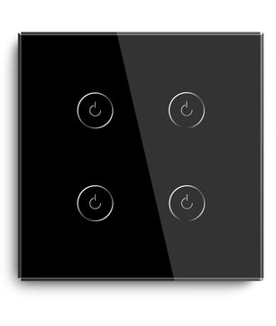 Bseed Alloy 4 Gang Crystal Glass Panel Push Button Light Switch