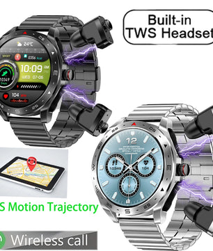 2-In-1 Silica Gel Bluetooth Earphones With Round Smartwatch
