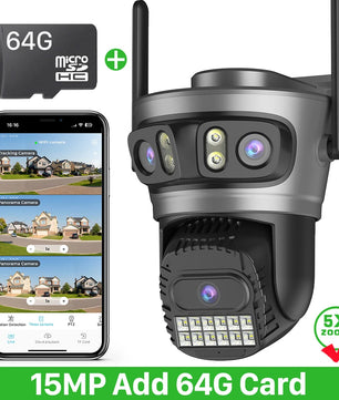 IP66 20MP Wifi Four Lens 10X Zoom Surveillance Camera