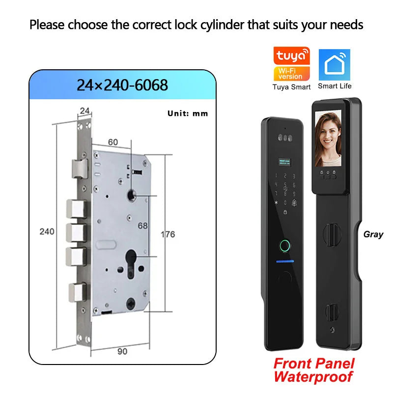 RAYKUBE IP66 Waterproof Tuya WiFi 3D Fingerprint Electronic Lock
