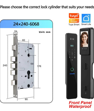 Wifi R2 IP66 Waterproof Fingerprint Electronic Lock With Camera