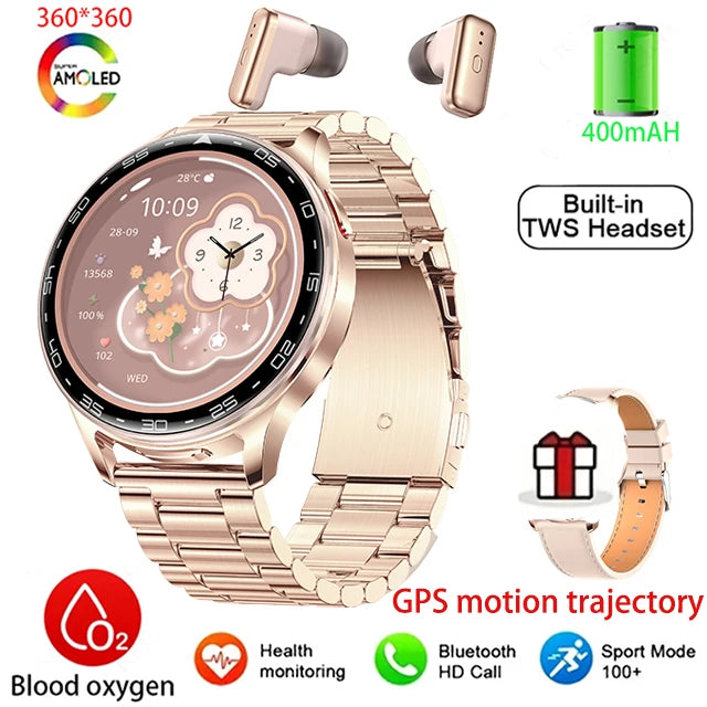 2-In-1 Silica Gel Waterproof Bluetooth Earphones With Smartwatch