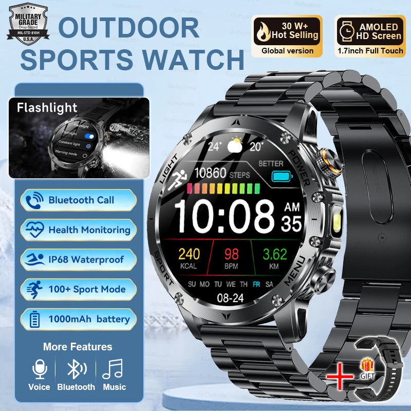Fine Steel Waterproof Android Round Shape On-Wrist Smartwatch