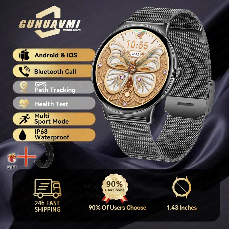 Silica Gel Full Touch Screen Android Round Shaped Digital Smartwatch