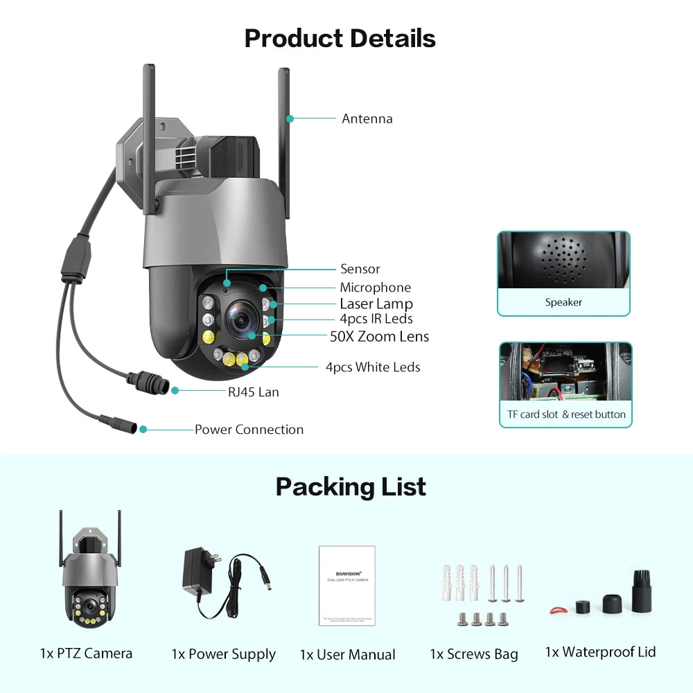 Boavision 8MP WIFI Waterproof Night Vision Surveillance Camera