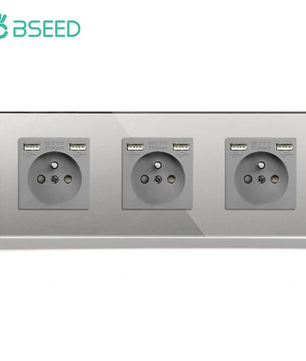 Bseed 16A Glass Panel Single Double Triple Electric Wall Socket