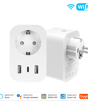 MOES WiFi 16A Plug USB Type-C Power Monitor with Alexa Google Home