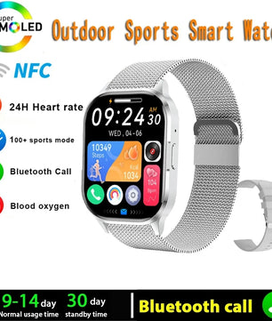 Silica Gel Waterproof Android Square Shaped Amoled Screen Smartwatch