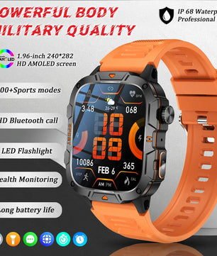 Fine Steel Waterproof Android Square Shaped Amoled Screen Smartwatch