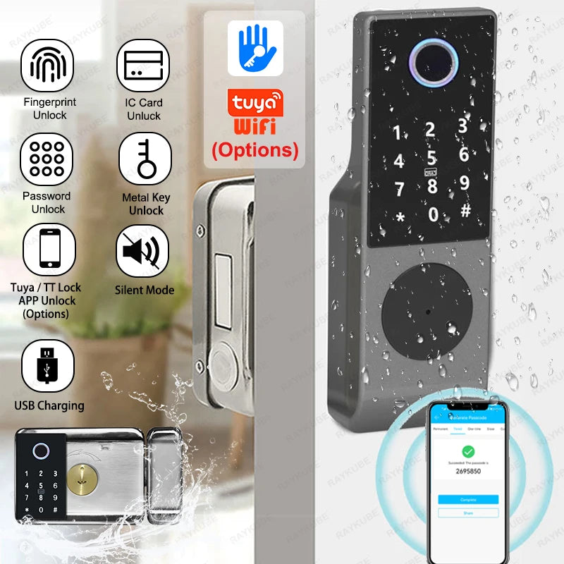 Stainless Steel Double Fingerprint Waterproof Reversible Door Lock