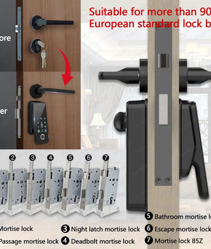 Aluminium Alloy Fingerprint Bluetooth Reversible Handle Door Lock