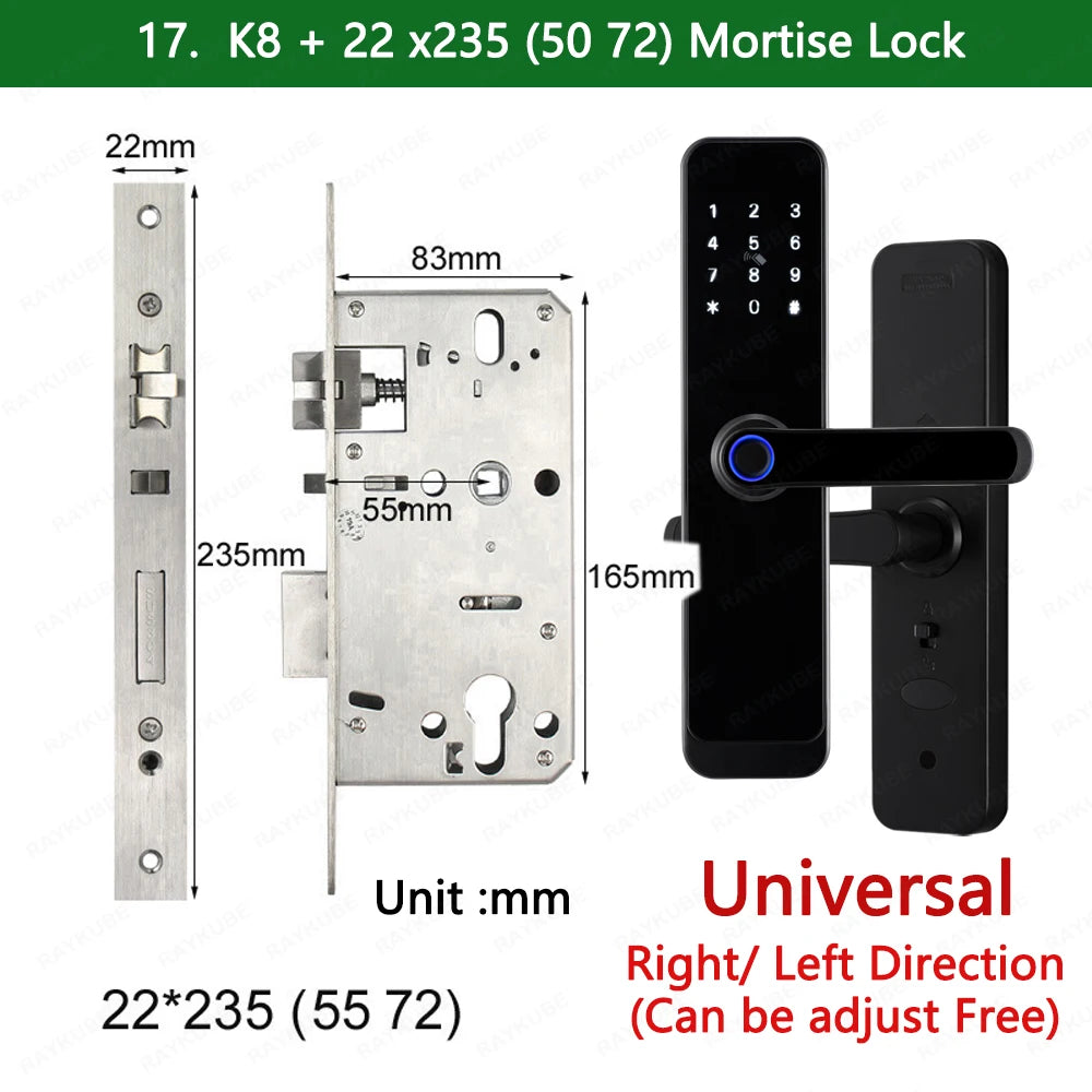 Wifi Smart Fingerprint Digital Electric Door Lock with Longer Handle Panels