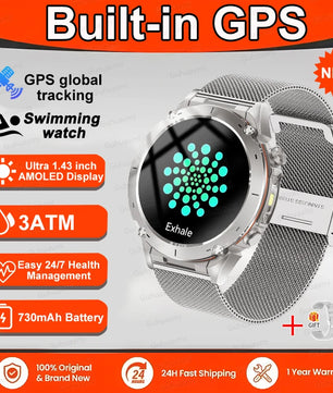 Fine Steel Waterproof Android Round Shaped Bluetooth Smartwatch