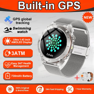 Fine Steel Waterproof Android Round Shaped Bluetooth Smartwatch