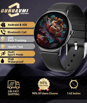 Silica Gel Full Touch Screen Android Round Shaped Digital Smartwatch